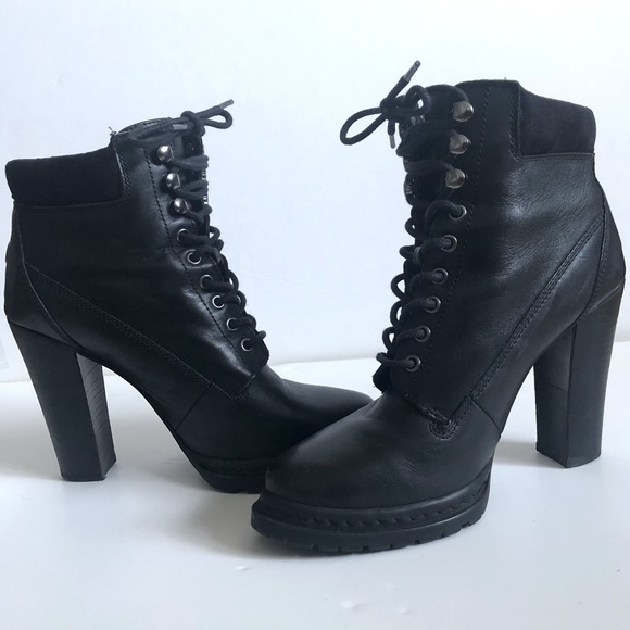 BCBGeneration Platform High Heel Leather Combat Booties - Picture 3 of 9